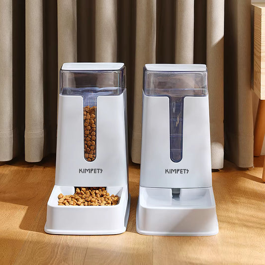 2-In-1 Automatic Pet Feeder & Water Dispenser Set, Non-Slip Base, Detachable for Easy Cleaning, Durable PP Plastic